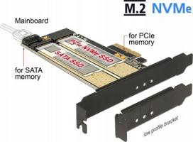 Karta sieciowa Delock PCIe-Card x4 > M2 KeyB + NVMe M.2 KeyM LowProfile | 89630 | 4043619896301