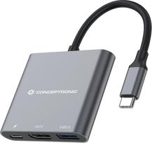 Conceptronic Adapter USB-C -> HDMI,2xUSB3.0,PD,SD   0.15m | DONN01G | 4015867228845