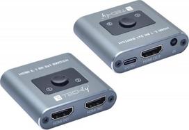 Adapter AV Techly Techly 2-Portowy Przełącznik HDMI 2.1 8K*60Hz 2x1 z Pilotem IR | IDATA HDMI-2128KT | 8059018365504