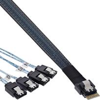 InLine InLine® Slim SAS cable, SFF-8654 to 4x SATA 7-pin, 12Gb/s, 1m | 27646B | 4043718288656