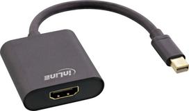 Adapter AV InLine InLine® Mini DisplayPort HDMI Adaptor Aluminum with Audio, 4K/60Hz, black, 0.15m | 17193S | 4043718290482