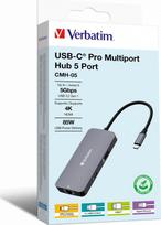 Verbatim USB (3.2) hub 5-port, 32150, szara, długość przewodu 15cm, , 1x USB C, 2x USB A, 1x HDMI | 32150 | 0023942321507