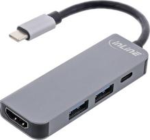 InLine INLINE Multifunktions- 3.2 Gen.1 2x USB-A 5Gbps HDMI 4K 30Hz USB Type-C PD 87W aluminium grau | 33271H | 4043718300815