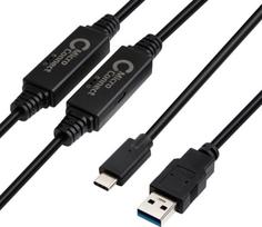 Kabel USB MicroConnect USB-C - USB-A 10 m Black (USB3.1CA10AMP) | USB3.1CA10AMP | 5704174889403