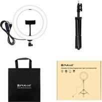 Lampa pierścieniowa Puluz LED žiedinė lempa 26cm, su trikoju stovu iki 1.1m ir telefono laikikliu, USB | PKT3035 | 9990000940424