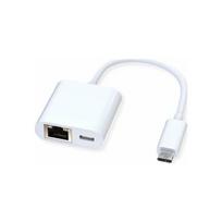 Adapter USB Roline USB-C - RJ-45 + USB-C White  (12.02.1100) | 12.02.1100 | 7630049623620