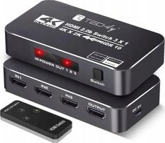 Techly 367171 3-Port HDMI 2.0b  4K*60Hz 3x1 with IR Remote | 367171 | 8059018367171