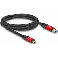 Kabel USB Delock USB-A - USB-C 2 m Black-Red (80618) | 80618 | 4043619806188