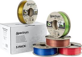 Długopis 3D Spectrum Spectrum 3D filament, PLA Silk, 1,75mm, 5x250g, 80750, mix Glorious Gold, Spicy Copper, Apple Green, Ruby Red, Indigo Blue | 80750 | 5903175655462