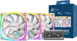 Montech AX120 PWM ARGB Fan, 3-pack, 120mm, White | AX120-3-in-1-Pack-(W) | 4710562748291