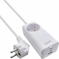 InLine InLine® USB power supply, 65W charger, 2x USB-C + 1x USB-A, with safety socket and 1.5m cable, PD3.0 PPS GaN, white | 31518I | 4043718316526