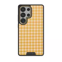 Tuscan Sun - Yellow Plaid Samsung Galaxy S25 Ultra Case, Elite Dark (Magnetic) / Gold