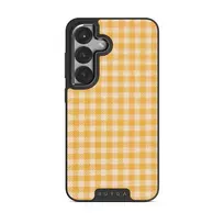 Tuscan Sun - Yellow Plaid Samsung Galaxy S25 Plus Case, Elite Dark (Magnetic) / Gunmetal