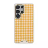 Tuscan Sun - Yellow Plaid Samsung Galaxy S25 Ultra Case, Elite Light (Magnetic) / Gold