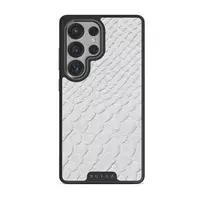 Glacial Desert - White Snakeskin Samsung Galaxy S25 Ultra Case, Elite Dark (Magnetic) / Gunmetal