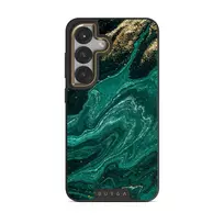 Emerald Pool - Elegant Samsung Galaxy S25 Case, Elite Dark (Magnetic) / Gold