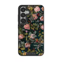 Bloomy Garden - Vintage Samsung Galaxy S25 Case, Elite Dark (Magnetic) / Gunmetal