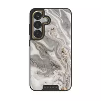 Snowstorm - Grey Marble Samsung Galaxy S25 Plus Case, Elite Dark (Magnetic) / Gold