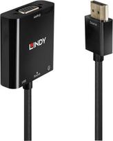 Adapter AV Lindy HDMI - D-Sub (VGA) + Jack 3.5mm Black (38285) | 38285 | 4002888382854