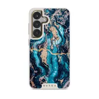 Mystic River - Blue Marble Samsung Galaxy S25 Plus Case, Elite Light (Magnetic) / Gold