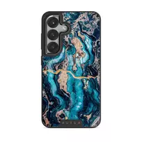 Mystic River - Blue Marble Samsung Galaxy S25 Case, Elite Dark (Magnetic) / Gunmetal