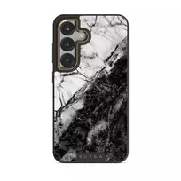 Fatal Contradiction - Black & White Marble Samsung Galaxy S25 Case, Elite Dark (Magnetic) / Gold