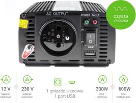 Green Cell 12V to 230V Pure Sine Wave 300W | INV05DE | 5902719422249