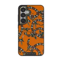 Bitter Apricot - Snake Samsung Galaxy S25 Case, Elite Dark (Magnetic) / Gold
