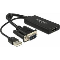 Adapter AV Delock D-Sub (VGA) - HDMI + USB-A Black (62668) | 62668 | 4043619626687