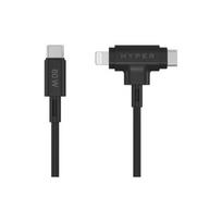 Hyper  | Juice Silicone USB-C to USB-C and Lightning Hybrid 60W Cable | HJ4010BKGL | 6941921149369