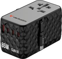 Verbatim Adapter podróżny Verbatim Charge 'n' Travel GaN III globalny 4xUSB-C PD 3.0 QC 4+ 70W, 1xUSB-A QC 4+ 60W | 32127 | 0023942321279