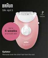 BRAUN Silk-épil 3  SES 3-176 Epilator, White and Pink | AGDBRADEP0208 | 4210201423522