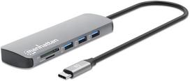 Manhattan Manhattan 190459 stacja dokująca Przewodowa USB 3.2 Gen 1 (3.1 Gen 1) Type-C Gray | 190459 | 0766623190459