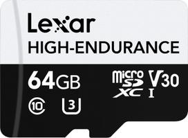 Lexar microSD High Endurance card 64GB C10 A1 U1 V30 100/35MB/s | LMSHGED064G-BCNNG | 843367128983