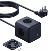 Baseus EnerFill FA11 67W kostka USB-A + USB-C + 3 x gniazdo EU 1,5m - czarna | 6932172687526 | 6932172687526