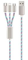Kabel USB 2GO USB-A - USB-C + microUSB + Lightning 1.5 m White (797316) | 797316 | 4010425973168