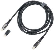 Kabel USB Troika USB-C - USB-C + Lightning 2 m Black (CBL20/BK) | CBL20/BK | 4024023038051