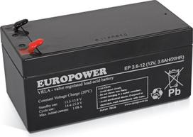 Europower Akumulator 12V 3.6Ah AGM EP3.6-12 | EP3.6-12 | 5902367800079
