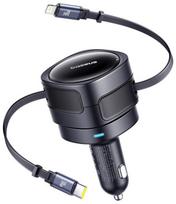 Baseus Enjoyment Max car charger with USB-C+Lightning cables 60W Black | C00035507121-00 | 6932172682590