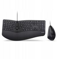Klawiatura + mysz Perixx Perixx PERIDUO-505B, DE, wired USB ergonomic split keyboard and vertical mouse combo, black | 57215G | 4049571002620