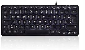 Klawiatura Perixx Perixx PERIBOARD-332B DE-Layout, Mini keyboard, USB wired, backlight, black | 57155F | 4049571006109