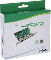 Karta sieciowa Zenwire InLine® Karta Combo Gigabit sieć und USB 3.2 Gen.1, 1x RJ45, 3x USB-A | 4043718341467 | 4043718341467