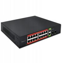 Qoltec Gigabit Ethernet SWITCH PoE 16xRJ45 2xRJ45 2xSF | 52292 | 5901878522920