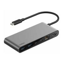 Belkin Hub USB-C 10Gbps, 2 x USB-A, PD 100W, HDMI 2.0, RJ45 2,5Gbps, SD 3.0, szary | INC024HQSGY | 0745883924394