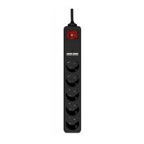 EnerGenie  | Extension Cord with USB Charger, 5 outlets, 1.5 m, Black | SPG5-U2-5-02 | SPG5-U2-5-02 | 8716309132633