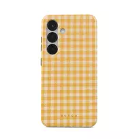 Tuscan Sun - Yellow Plaid Samsung Galaxy S25 Plus Case, Tough (Magnetic) / N/A