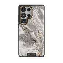 Snowstorm - Grey Marble Samsung Galaxy S25 Ultra Case, Elite Dark (Magnetic) / Gold