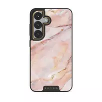Morning Sunshine - Pastel Marble Samsung Galaxy S25 Case, Elite Dark (Magnetic) / Gold
