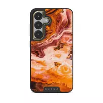 Pumpkin Spice - Orange Samsung Galaxy S25 Case, Elite Dark (Magnetic) / Gold
