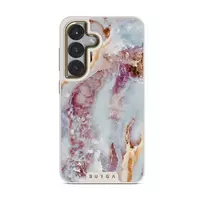 Frozen Leaves - Cute Marble Samsung Galaxy S25 Plus Case, Elite Light (Magnetic) / Gold